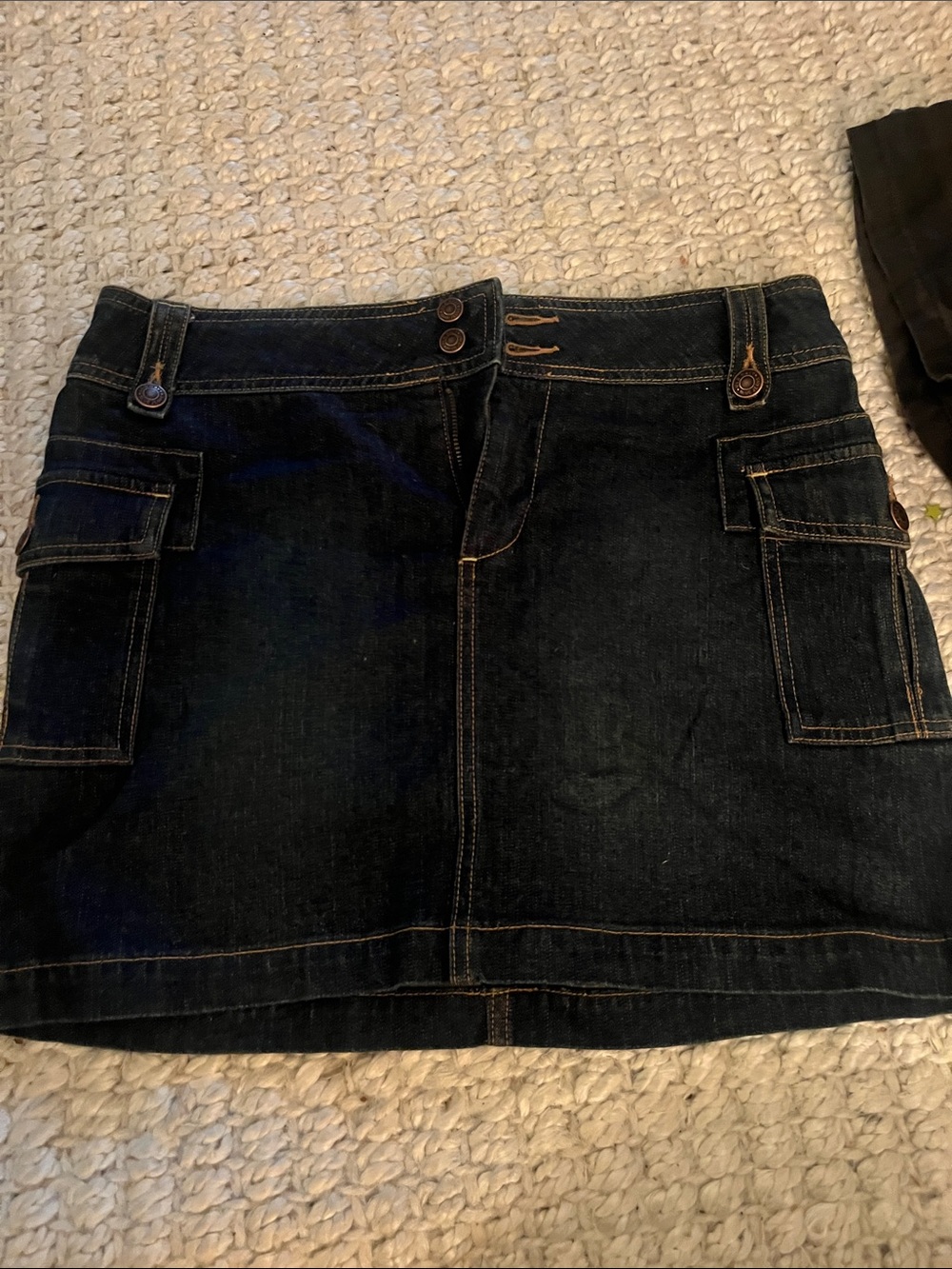 Old Navy Dark Blue Denim Mini Skirt with Cargo Pockets
